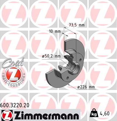 Zimmermann 600.3220.20 - Гальмівний диск autocars.com.ua