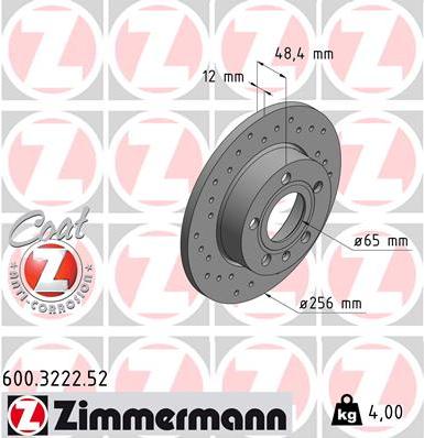 Zimmermann 600.3222.52 - Гальмівний диск autocars.com.ua