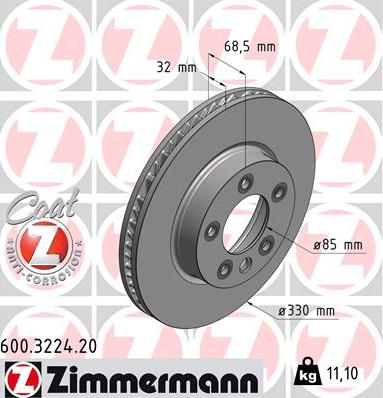 Zimmermann 600.3224.20 - Гальмівний диск autocars.com.ua