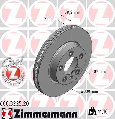 Zimmermann 600.3225.20 - Гальмівний диск autocars.com.ua