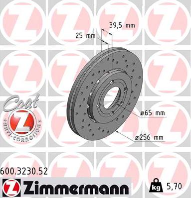 Zimmermann 600.3230.52 - Гальмівний диск autocars.com.ua