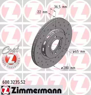 Zimmermann 600.3235.52 - Тормозной диск avtokuzovplus.com.ua