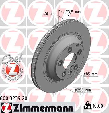 Zimmermann 600.3239.20 - Гальмівний диск autocars.com.ua