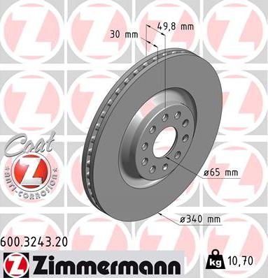 Zimmermann 600.3243.20 - Тормозной диск autodnr.net