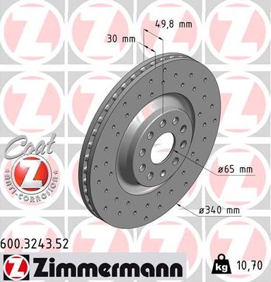 Zimmermann 600.3243.52 - Тормозной диск autodnr.net