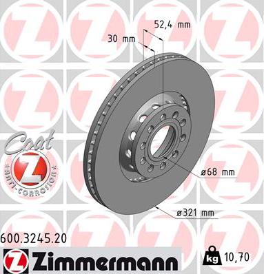 Zimmermann 600.3245.20 - Гальмівний диск autocars.com.ua