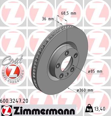 Zimmermann 600.3247.20 - Тормозной диск avtokuzovplus.com.ua