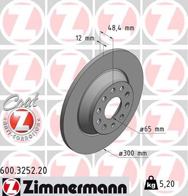 Zimmermann 600.3252.20 - Гальмівний диск autocars.com.ua