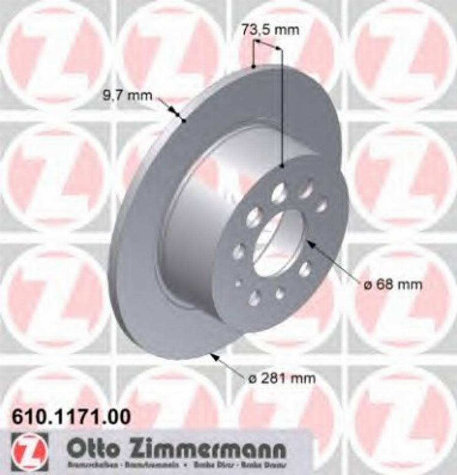 Zimmermann 610 1171 00 - Тормозной диск avtokuzovplus.com.ua