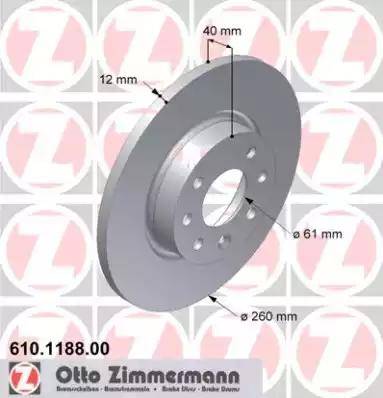 Zimmermann 610.1188.00 - Тормозной диск avtokuzovplus.com.ua