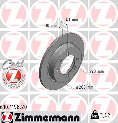 Zimmermann 610.1198.20 - Тормозной диск avtokuzovplus.com.ua