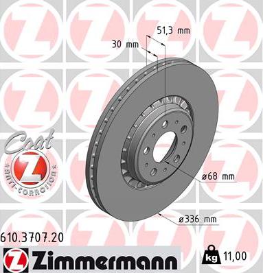 Zimmermann 610.3707.20 - Гальмівний диск autocars.com.ua