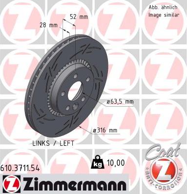 Zimmermann 610.3711.54 - Тормозной диск avtokuzovplus.com.ua