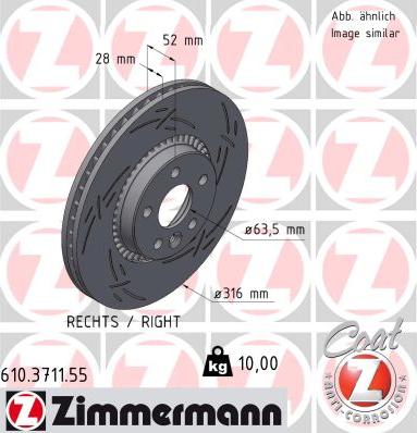 Zimmermann 610.3711.55 - Тормозной диск avtokuzovplus.com.ua