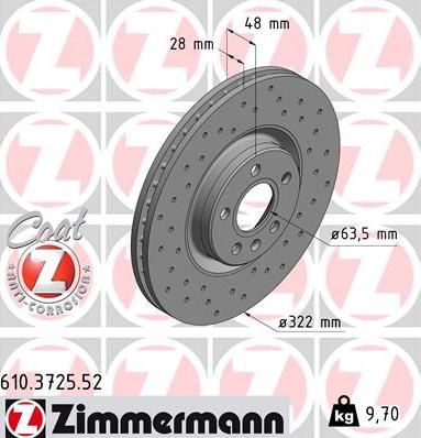 Zimmermann 610.3725.52 - Тормозной диск avtokuzovplus.com.ua