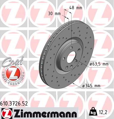 Zimmermann 610.3726.52 - Тормозной диск avtokuzovplus.com.ua