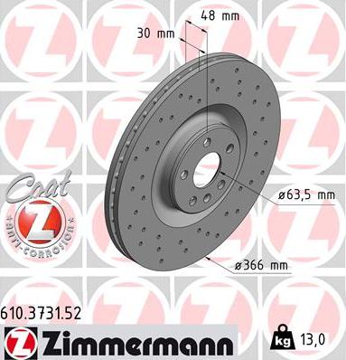 Zimmermann 610.3731.52 - Тормозной диск avtokuzovplus.com.ua