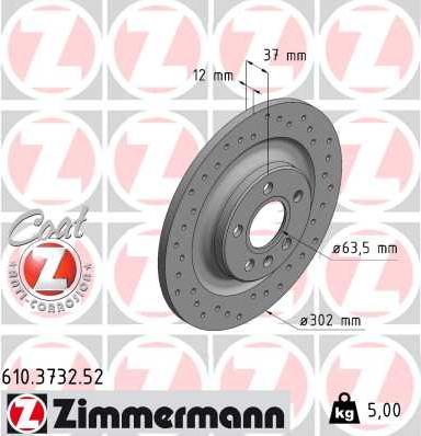 Zimmermann 610.3732.52 - Тормозной диск avtokuzovplus.com.ua
