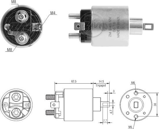 ZM ZM 2-411 - Тягове реле, стартер autocars.com.ua