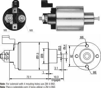 ZM ZM4992 - Тягове реле, стартер autocars.com.ua