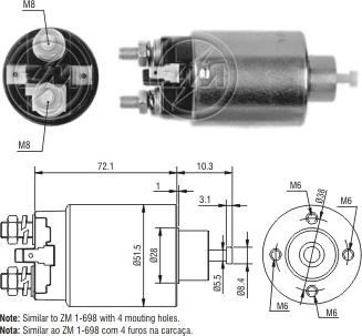 ZM ZM-5698 - Тягове реле, стартер autocars.com.ua