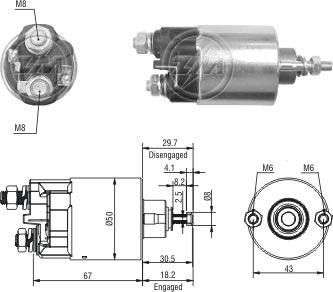 ZM ZM709 - Тягове реле, стартер autocars.com.ua