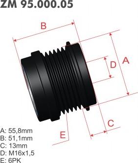 ZM ZM 95.000.05 - Шкив генератора, муфта avtokuzovplus.com.ua