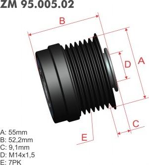 ZM ZM 95.005.02 - Шкив генератора, муфта avtokuzovplus.com.ua