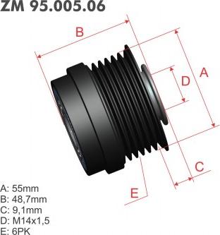 ZM ZM 95.005.06 - Шкив генератора, муфта avtokuzovplus.com.ua