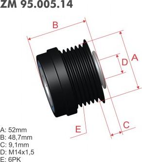 ZM ZM 95.005.14 - Шкив генератора, муфта avtokuzovplus.com.ua