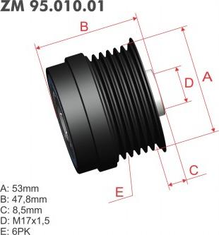 ZM ZM 95.010.01 - Ремінний шків, генератор autocars.com.ua