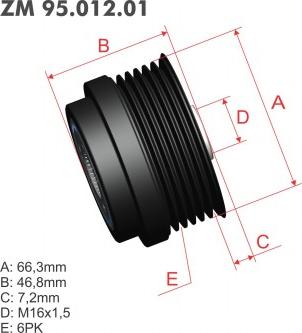 ZM ZM 95.012.01 - Ремінний шків, генератор autocars.com.ua