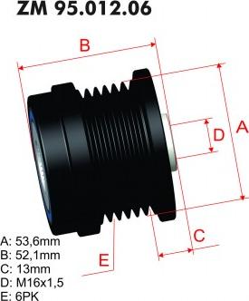 ZM ZM 95.012.06 - Шкив генератора, муфта avtokuzovplus.com.ua