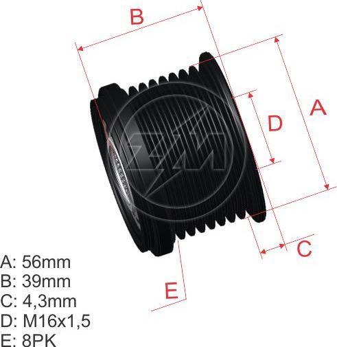 ZM ZM 96.000.22 - Шкив генератора, муфта avtokuzovplus.com.ua