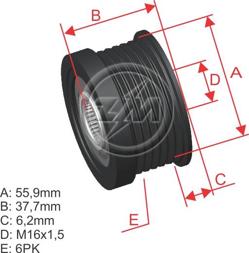 ZM ZM 96.000.51 - Ремінний шків, генератор autocars.com.ua