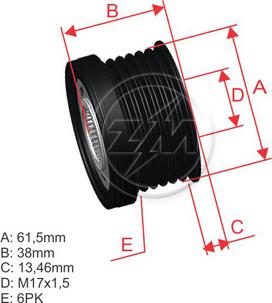 ZM ZM 96.005.16 - Ремінний шків, генератор autocars.com.ua