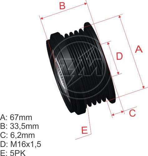 ZM ZM 96.005.38 - Ремінний шків, генератор autocars.com.ua