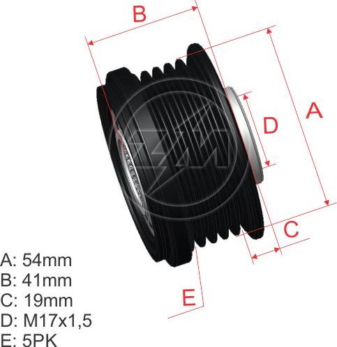 ZM ZM 96.005.40 - Шкив генератора, муфта avtokuzovplus.com.ua