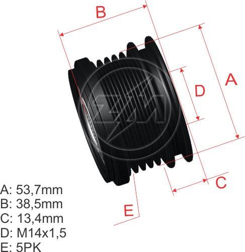 ZM ZM 96.005.45 - Шкив генератора, муфта avtokuzovplus.com.ua