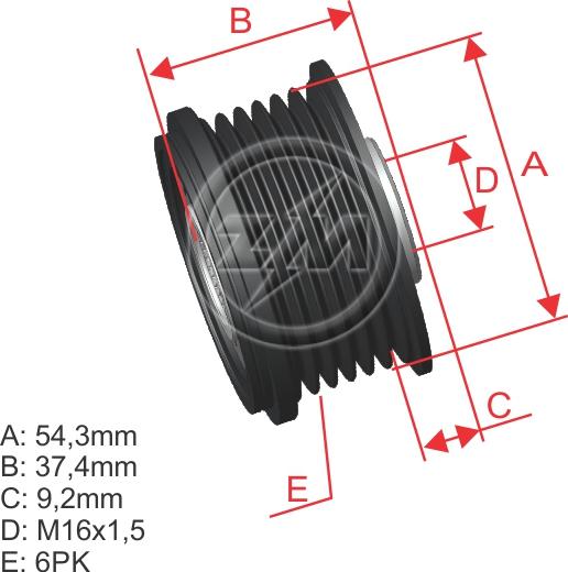 ZM ZM 96.007.01 - Ремінний шків, генератор autocars.com.ua