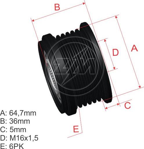 ZM ZM 96.008.07 - Ремінний шків, генератор autocars.com.ua