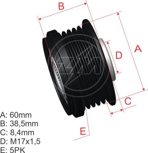 ZM ZM 96.010.25 - Ремінний шків, генератор autocars.com.ua