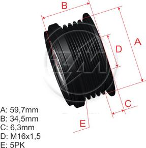 ZM ZM 96.012.16 - Шкив генератора, муфта avtokuzovplus.com.ua