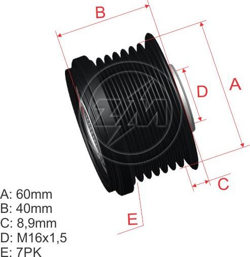 ZM ZM 96.012.39 - Ремінний шків, генератор autocars.com.ua