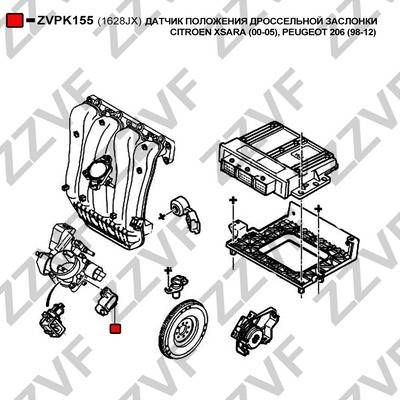 ZZVF ZVPK155 - Датчик, положение дроссельной заслонки avtokuzovplus.com.ua