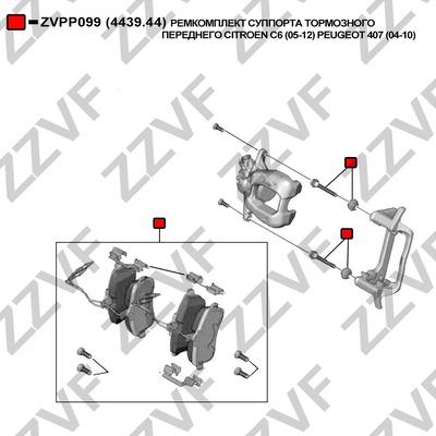 ZZVF ZVPP099 - Ремкомплект, гальмівний супорт autocars.com.ua